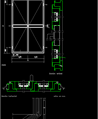 Drawing of double-sheet sliding door with profiles