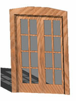 Glazed wooden door in 3d