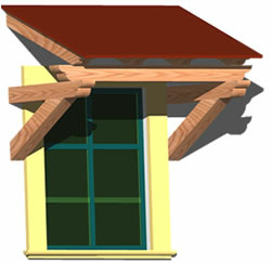 Window with wooden cornice - 3d