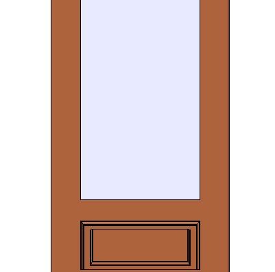3D model of single-leaf door with glass fabric