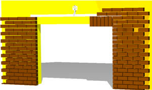 3d brick, detailed drawing at opening
