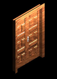 Door in 3d with applied materials