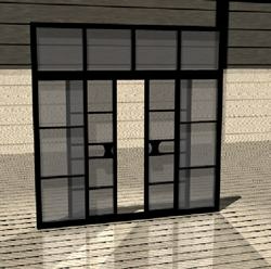 Room sliding door in black aluminium and glass