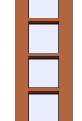 Трехмерная модель одностворчатой двери с четырьмя стеклянными полотнами