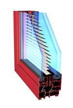3d window section - double-chamber double-glazed window and internal American canopy