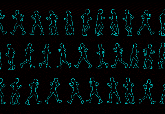 Human silhouettes, walking