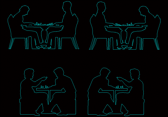 Human silhouettes, chess