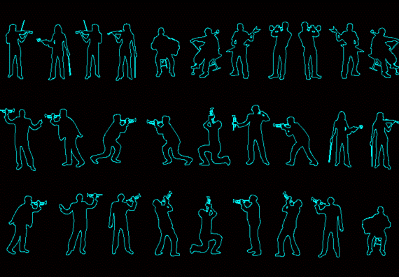 Human silhouettes, with musical instruments