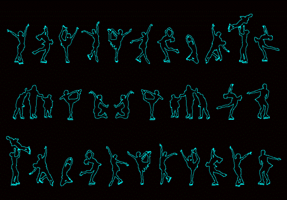 Human silhouettes, skating