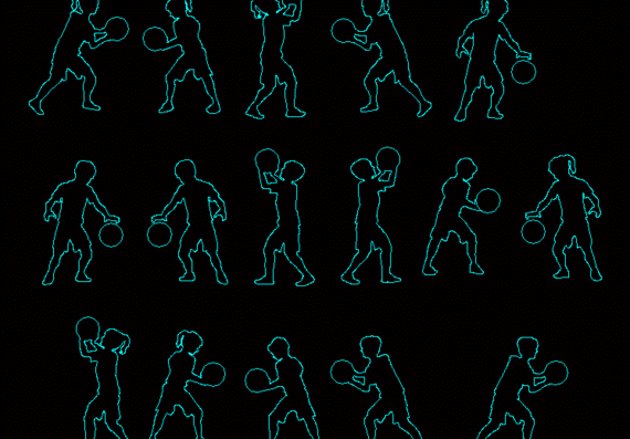Human silhouettes, basketball (children)
