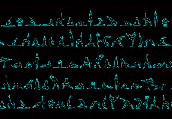 Pilates and yoga silhouettes people
