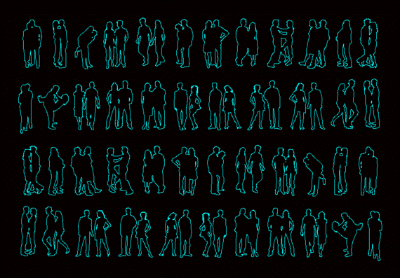 Images of pairs of people (silhouettes)