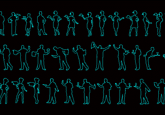 Human silhouettes, chefs and waiters