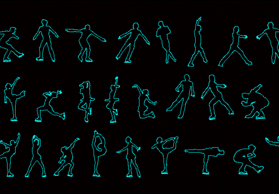 Human silhouettes, figure skating