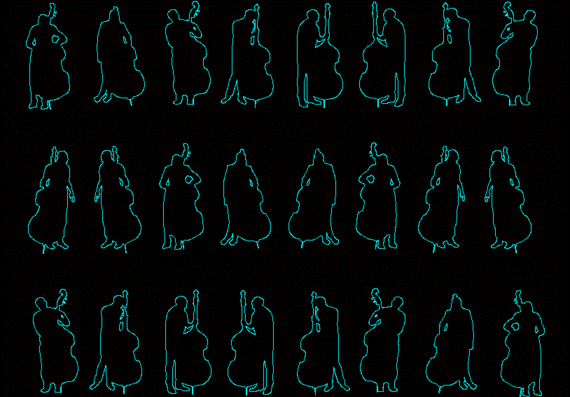 Human silhouettes, double bass