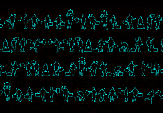 Human silhouettes, briefcase