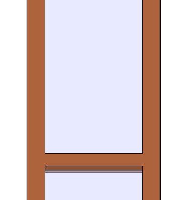 Трехмерная модель одностворчатой двери с двумя обычными вставками
