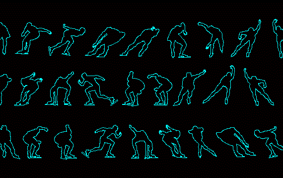 Human silhouettes, speed skating