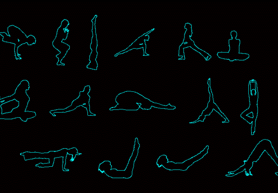 Human silhouettes, aerobics