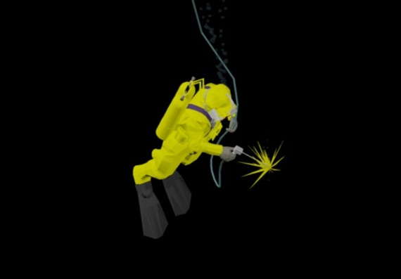 Подводный сварщик - трехмерное изображение