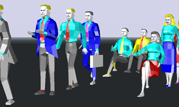 Отображаемое изображение людей, различное положение тела, представленны - трехмерное изображение