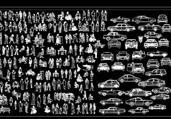 People and cars