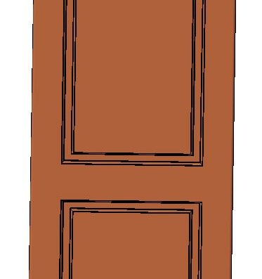 3D model single-leaf door with two conventional inserts