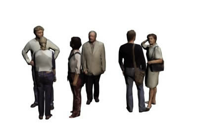 Multifaceted 3D image of people in polygon