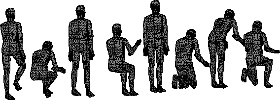 Schematic view of a block of people
