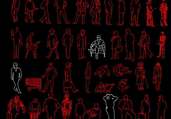 Drawn contours of men's figures