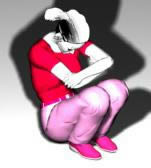 3D image of a sitting woman