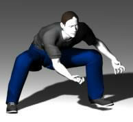 3D image of a bent man
