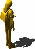 3D image of a woman with a backpack