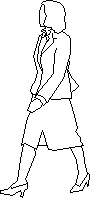 Image of a walking woman in a vertical section