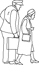 Image of an elderly couple in sections