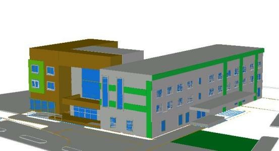 3D модель больницы с отдельным входом для скорой