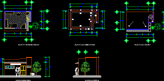 Архитектурный план этажей, план фундамента оздоровительного центра