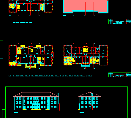 Projections and plan of the hospital building