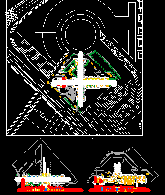 Design of a modern medical center with sections and planes