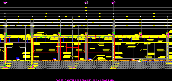 Floor plan and cross section of operating room with structural parts