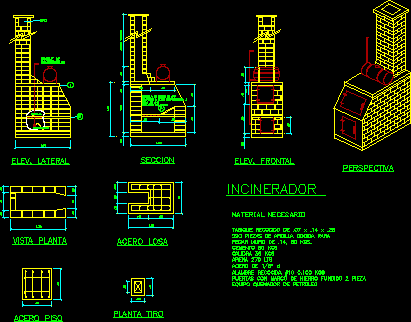 Incinerator sections and projections