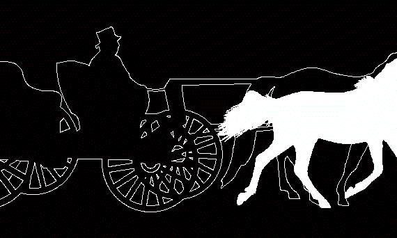 Фургон и скачущая лошадь