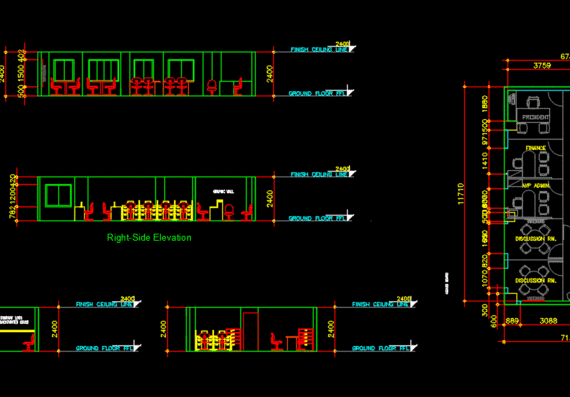 Office building with floor plans