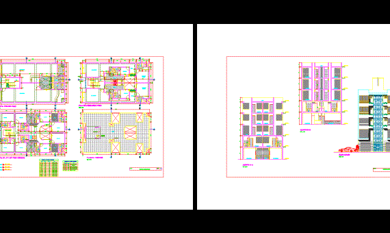 Apartment building design with roof drawings