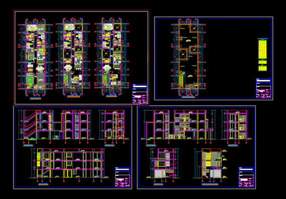 Drawings and projections of compact apartment building