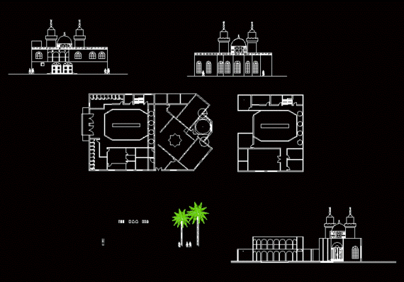 Drawings and projections of the mosque