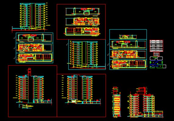 Чертежи и проекции многоквартирного 14-ти этажного здания