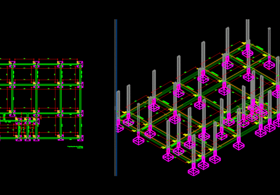 Residence, 2 and 3 dimensional structural drawing