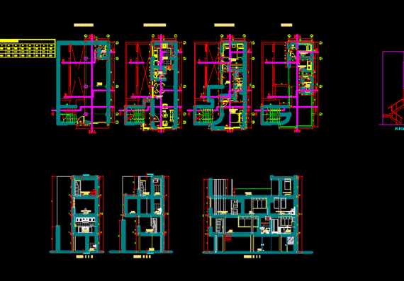 Architectural plan of a 3-storey residential building