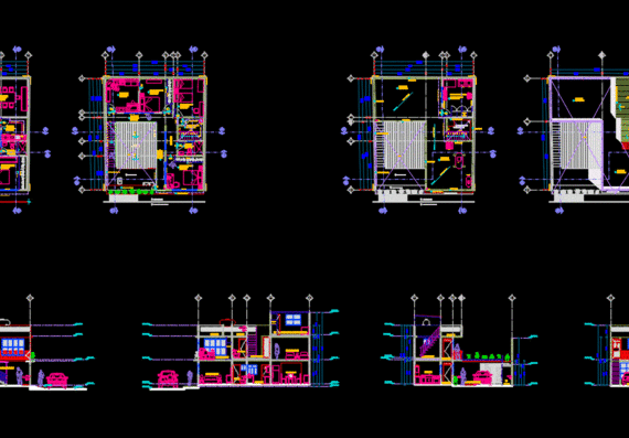 Detailed drawings of the studio house with 2 floors